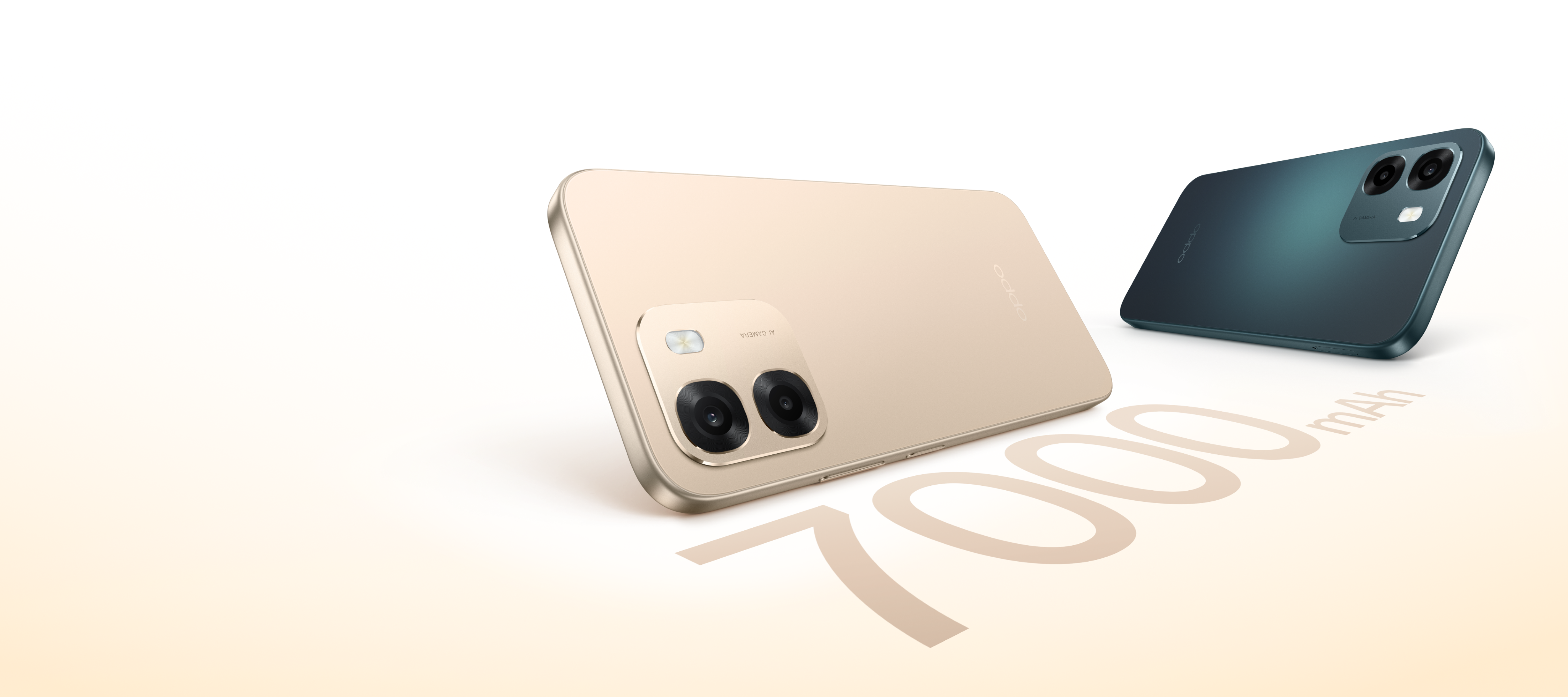 OPPO A6 in Aurora Gold and Sapphire Blue, backs with 7000mAh marked on the official shot